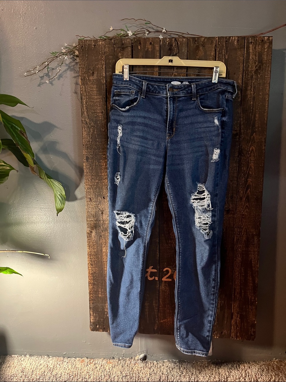 Old Navy Ripped Dark Blue Skinny Jeans